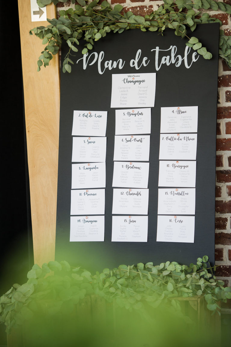 plan de table - mariage Clémentine & Fernand