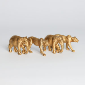 Figurine dorée éléphant et léopard