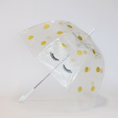 K0007 - Parapluie transparent à pois doré